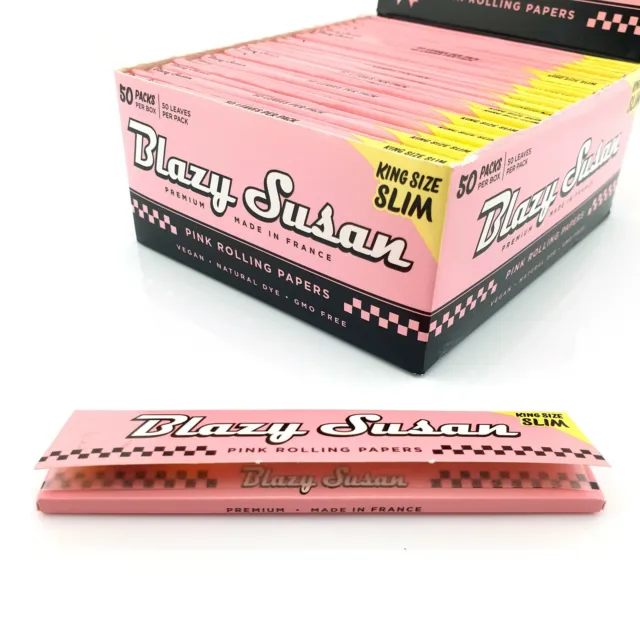 Blazy Susan King Size Slim Rolling Papers Ultra Thin Pink Skins