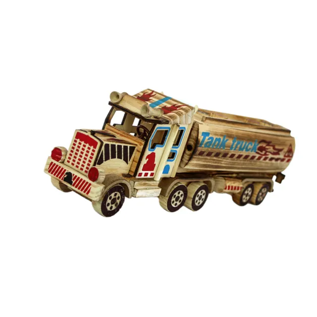 Camion in legno giocattolo mondo puzzle costruzione auto artigianato legno decorazione scrivania