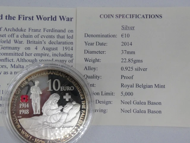 5000  exemplaires Rare monnaie DIX Euros Malte Argent Massif certificat 2
