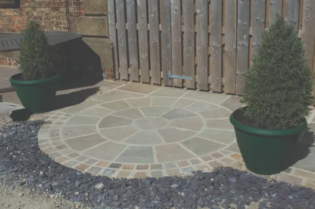 Natural Indian Sandstone RAJ GREEN Patio Paving Slabs / Edging Setts / Circle