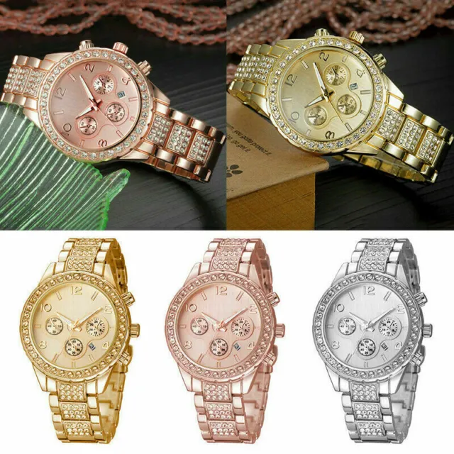 Crystal Diamante Women Quartz Ladies Wrist Watches Fashion Rhinestone Watch Gift 2
