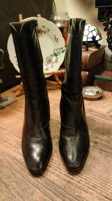 christian dior womens mid calf boots black leather 5 1/2 vintage??