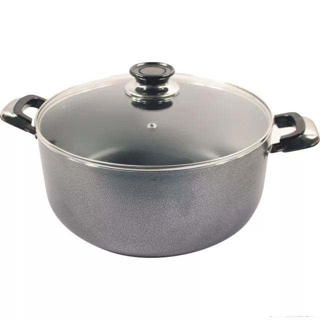 24cm Nonstick Stockpot with Glass Lid Saucepan Cooking Boiling Pot Pan Casserole