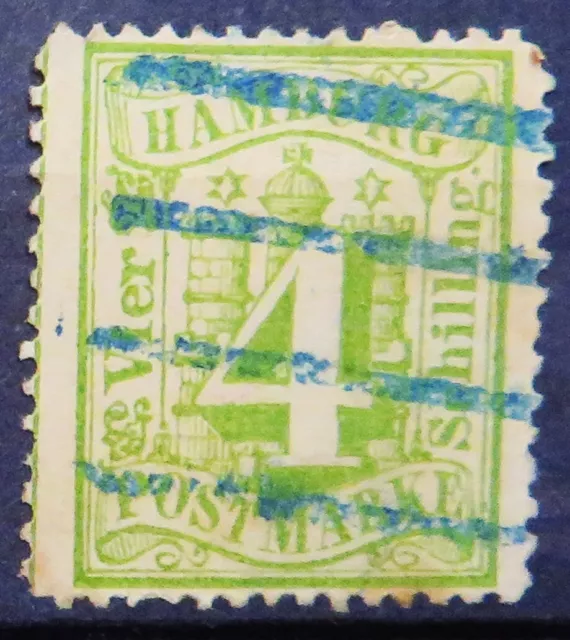 Briefmarke Hamburg - 1864 - 4 Schilling - Gestempelt
