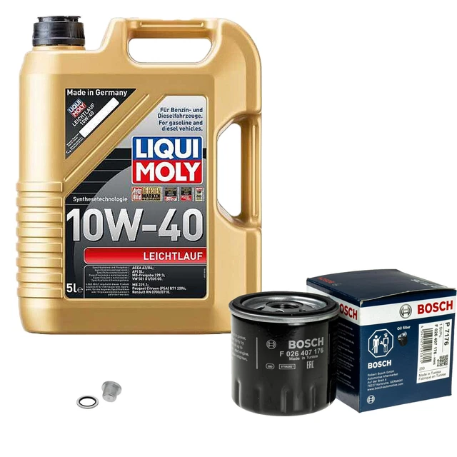 Filtro olio Bosch 5L Liqui Moly a funzionamento leggero 10W-40 per Dacia Renault Lodgy 1.5 dCi