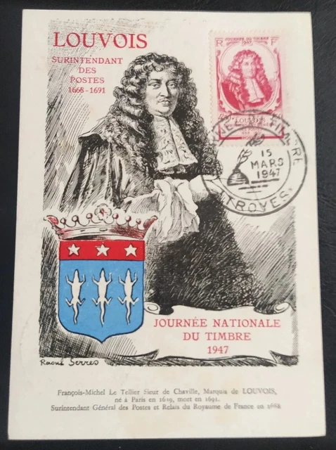1940-1949 - Carte Locale 1er Jour FRANCE JOURNEE du TIMBRE TOURS 1948