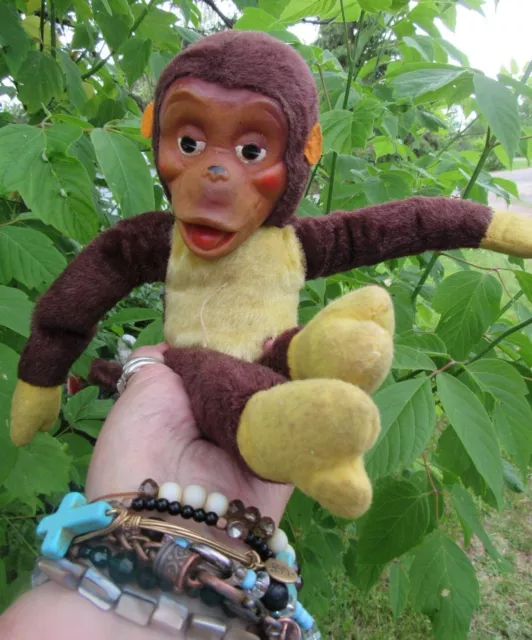 Vintage Rubber Face Plush Monkey Happy Chimp Zippy Mr My Toy 12" Japan Rushton