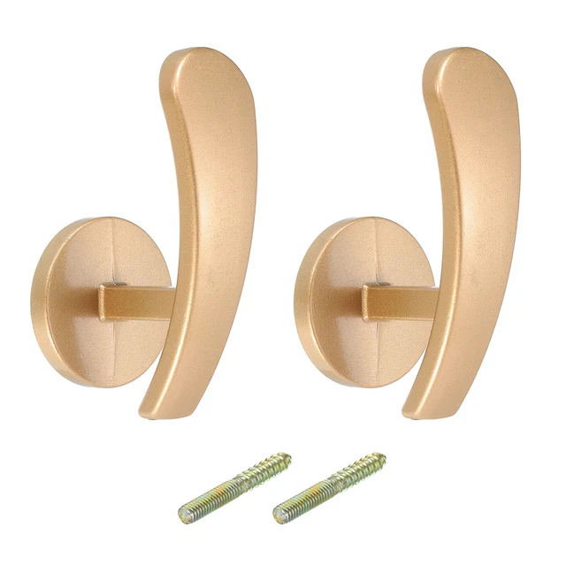 2Pcs Aluminum Alloy Wall Mounted Curtain Holdback Drapery Holder Hook, Gold