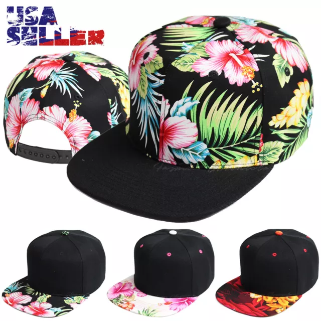 Baseball Cap Hawaii Floral Flower Hat Hibiscus Snapback Adjustable Flat Bill Men