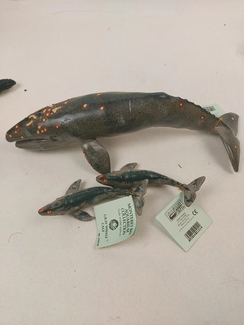 1991 Safari Ltd Grey Whale & 2 Calves Monterey Bay Aquarium series NOS