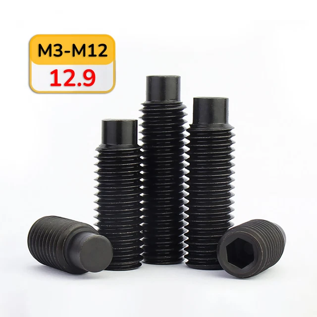 Vis Sans Tête à Six Pans Creux Grade 12.9 - Tailles M3 à M12, Point Dog, Haute Résistance Acier