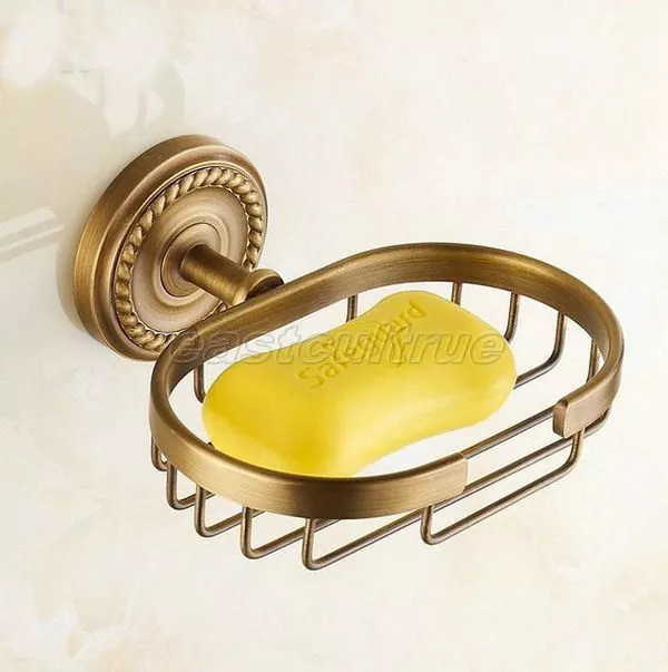 Antique Brass Wall Mounted Bathroom Accessory Soap Dish Holder Basket eba092