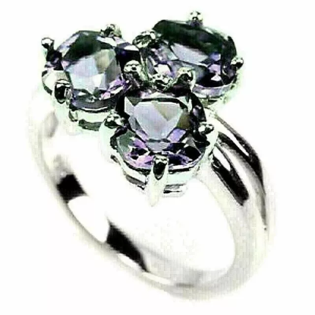 Ring Purple Amethyst Genuine Mined Gems Solid Sterling Silver  P 1/2 US 8