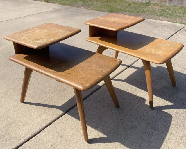 Set Of Mid Century Modern Heywood Wakefield End Table - Two Layered - X2 Tables