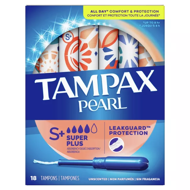 Tampax Pearl Tampons with Plastic Applicator Super Plus Absorbency Unscented