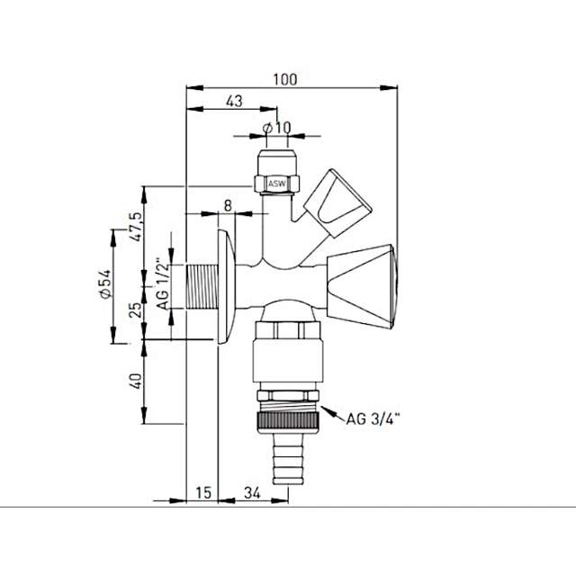 FORMAT Tec Geräteschrägsitzventil 1/2, mit Rückflussverhinderer und FORMAT Tec Geräteschrägsitzventil 1/2, mit Rückflussverhinderer und