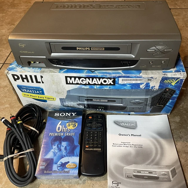 PHILIPS MAGNAVOX VCR 4 Head VHS Recorder VHS Plus W/ Remote And Box
