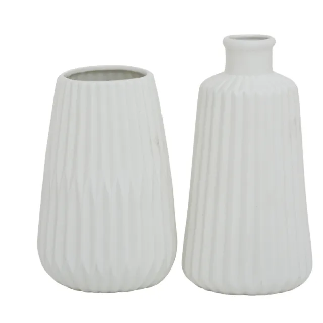 Boltze Vasen Set Esko 2-teilig weiß matt, Blumenvasen aus Keramik, Ã¸ ca. 8,5 cm