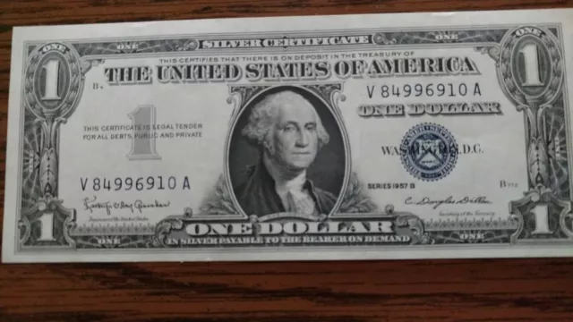 FR-1621 1957 B silver Certificate Crisp Uncirculated  Blue Seal  real nice.