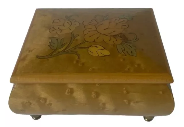 Romance Lacquered Italian Wooden Music Box with Reuge Swiss Movement Edelweiss