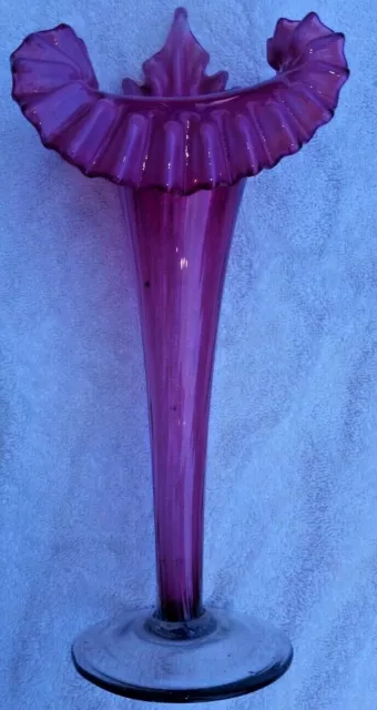 Jack in the Pulpit cranberry vintage tall glass vase valentines Gift