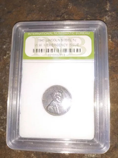 1943 Lincoln Steel 1c Penny -WWII Emergency Issue - Ungraded - INB Slab