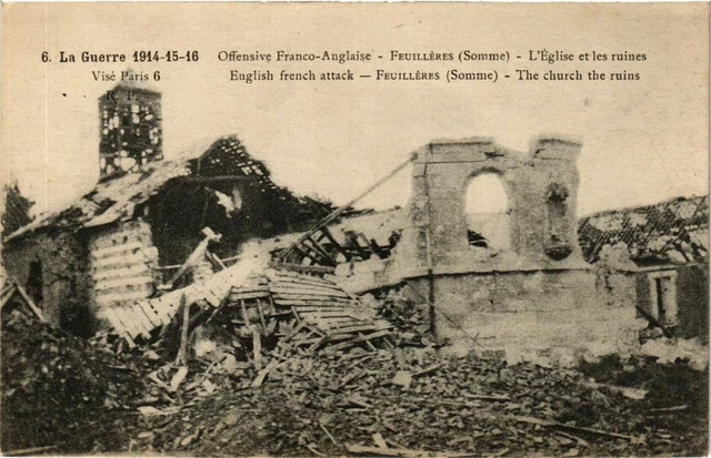 CPA AK Militaire Feuilleres - L'Église et les ruines (362549)