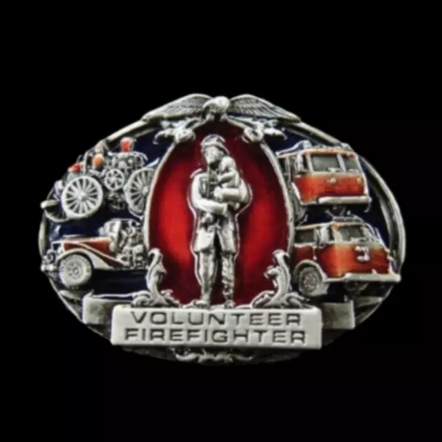 Volunteer Firefighter Firemen Fireman Red Fire Belt Buckle Boucle De Ceinture