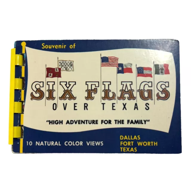 Vintage Souvenir Album Views Mini Prints SIX FLAGS OVER TEXAS Dallas Fort Worth