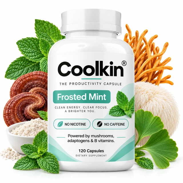 FROSTED MINT CAPSULES - Lions Mane L-Theanine Choline Focus Energy B ...