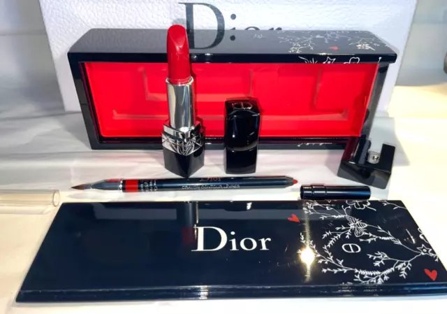 BNIB Rouge Dior 999 Very Rare Lacquered Wooden Lipstick Gift Set Case