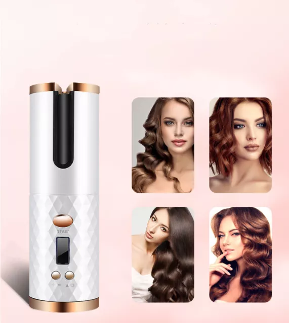 Rechargeable Automatic Hair Curler Women Portable Hair Curling Iron LCD Display