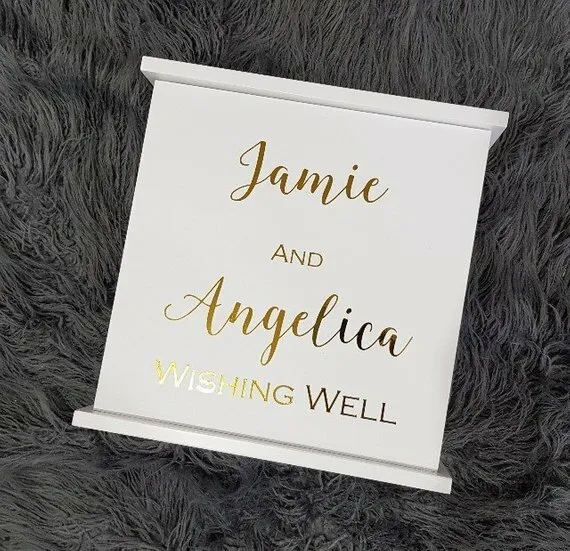 Wishing Well Personalised Large White Timber Wishing Well Wedding or Engagement