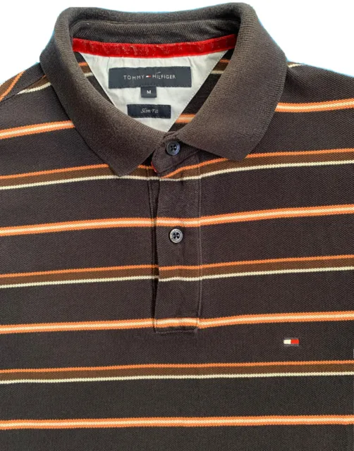 Polo à Rayures Tommy Hilfiger Vintage Striped Polo / Slim Fit / Marron Orange M