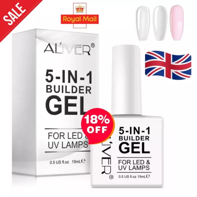 ALIVER 5 in 1 Nail Extension Builder Gel Hard Gel Nail Builder UV & LED Nail Art