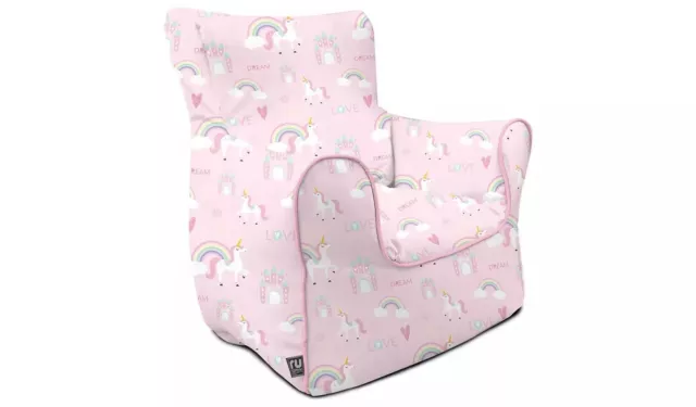 Silla rucomfy Kids Unicornio Castillo Frijoles - NUEVA caja tatuada abierta - Precio de venta sugerido por el fabricante £60