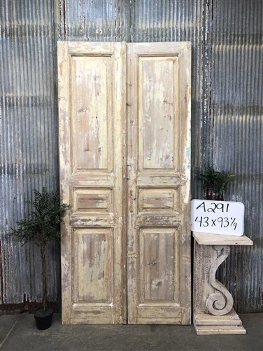 Antique French Double Doors (43x93) Raised Panel Doors, European Doors A291