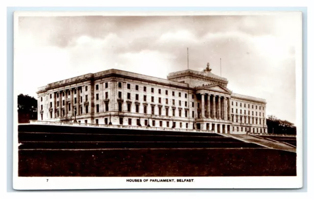 RPPC Houses of Parliament Belfast Northern Ireland UK Postcard