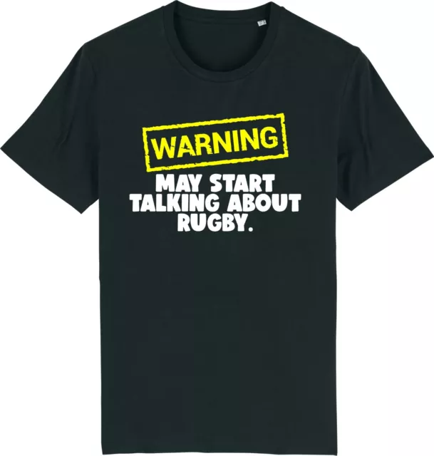 T-shirt unisex Warning May Start Talking About RUGBY slogan divertente