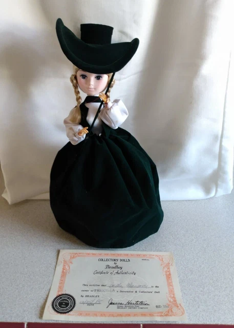Vintage 1985 Bradley Doll 'Priscilla' Hunter Green Riding Outfit Tag & Coa 14"