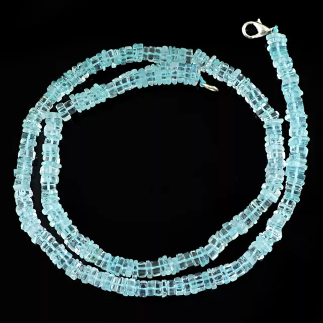 Best 136.50 Cts Natural Untreated Rich Blue Aquamarine Beads Necklace (Dg)