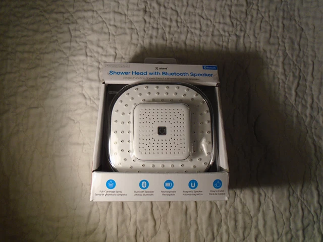 Atomi Shower Head with Bluetooth Speaker Wireless w/ Microphone Play Music NEW
