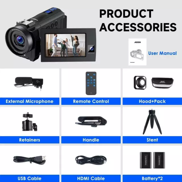 ✅4K Videokamera Camcorder Doppellinse 56MP WiFi Vlogging Kamera für YouTube Cam 3