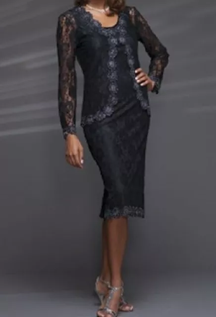size 8 black Formal Lace Allison Beaded Jacket Dress from Ashro new