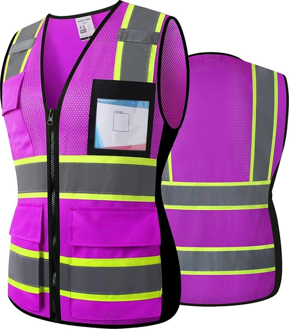 ASIPHITU Reflective High Visibility Safety Vest for Men Women with Pockets Front