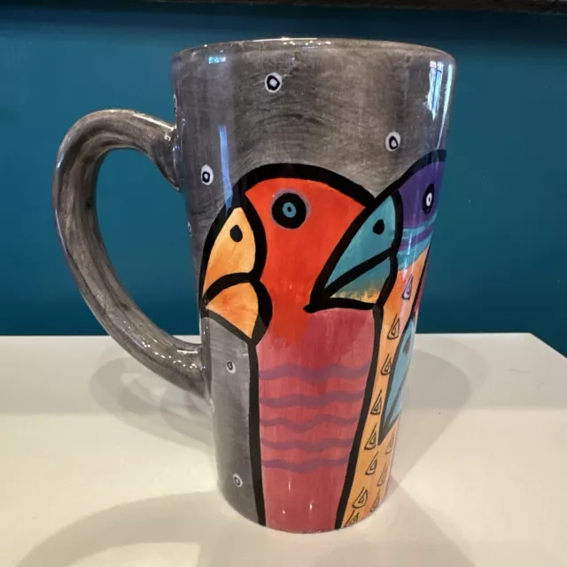 Vintage 1997 Laurel Burch Large Mug Bird Colorful Coffee Tea