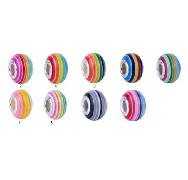 NEU Großlochperle 1 Stück Streifen Bunt Verbinder Charms Anhänger DIY H2/17