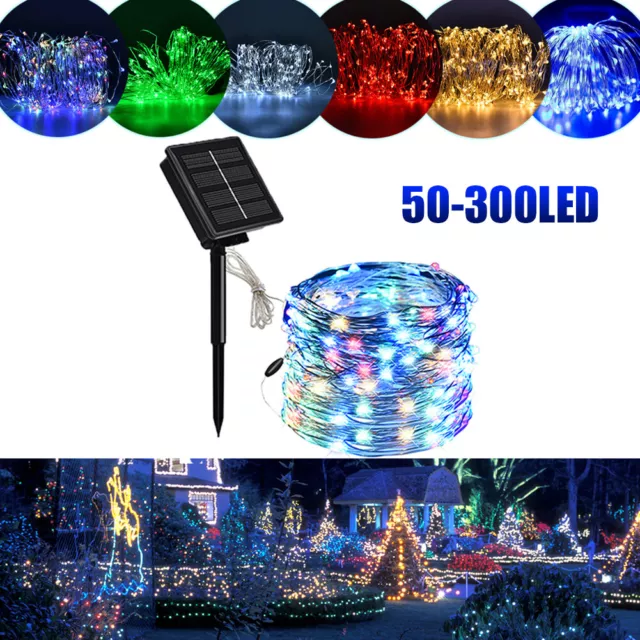 50-300 LED 16-98 ft Solar Power Fairy String Lights Garden Outdoor Party Decor