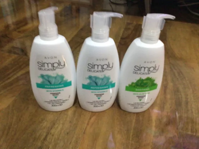 X3 Avon simply delicate soothing with Aloe vera feminine wash and refreshing
