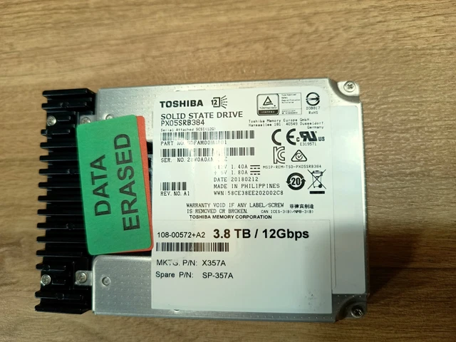 TOSHIBA 3.8TB SOLID State Drive PX05SRB384 SP-357A 12Gbps £174.99 ...